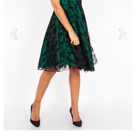 Jupe Mini Voodoo Vixen Avec Sac - Satin Vert Bronze & Velours Noir, Taille 34-36, Occasion Impeccable